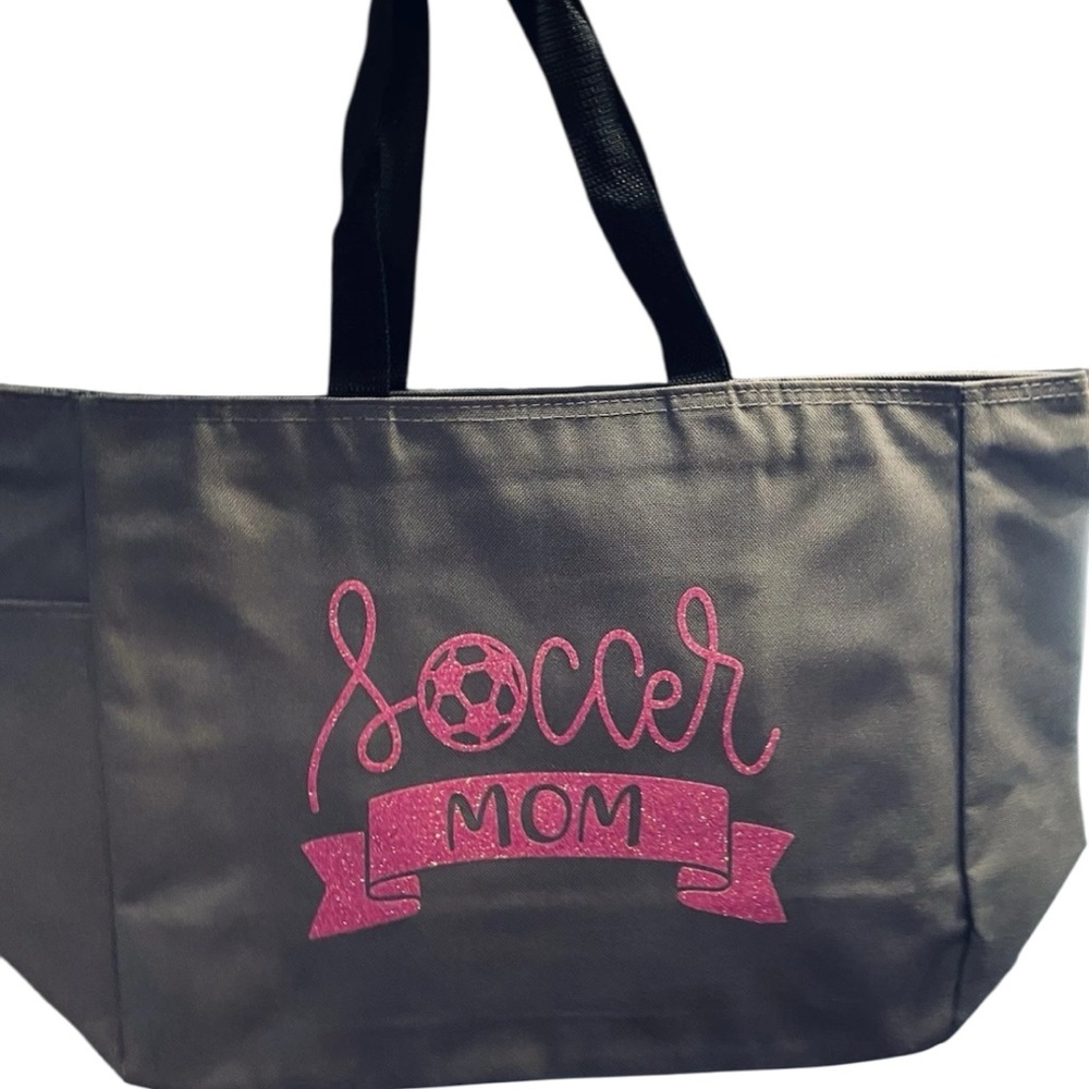 Port Authority Gray and Pink Soccer Mom Tote